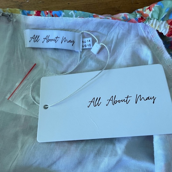 New NWT All About May Say Hello Dress Floral Mini Fit Flare Puff Sleeves… - Picture 6 of 12